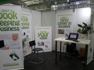 The Career-Academy for National Bookkeeping booth Reinvent Your Career Expo Sydney. Bookkeeping courses in Xero Training and MYOB-Dual-Certificate